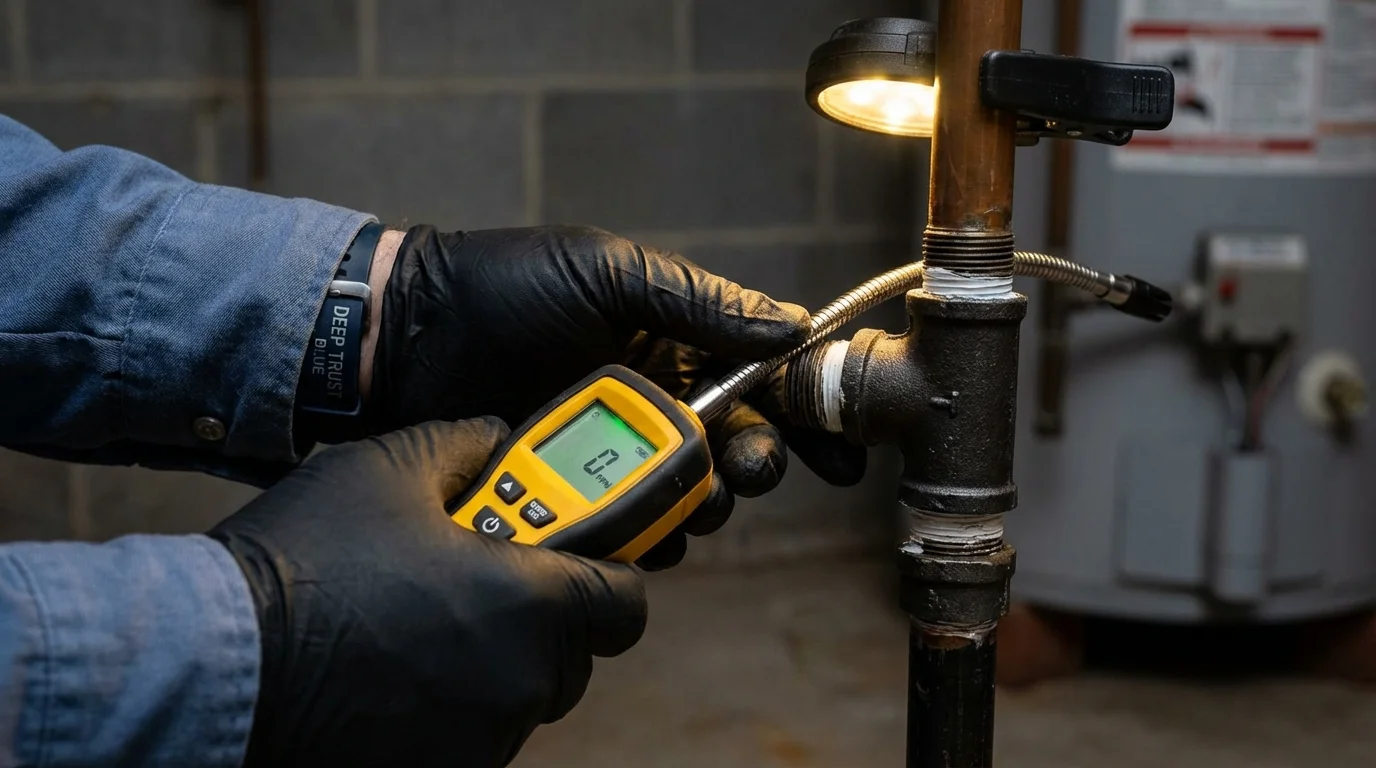Gas leak detection with electronic sniffer by Johns Plumbing LLC in Newcastle